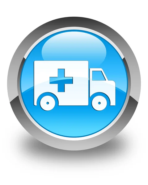 Ambulance pictogram glanzende cyaan blauw ronde knop — Stockfoto