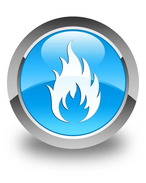 Oheň ikonu lesklý azurová modrá kulaté tlačítko — Stock fotografie