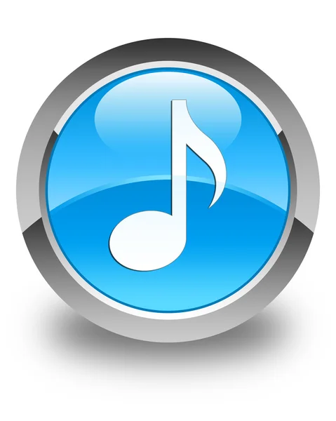 Icona musicale blu ciano lucido pulsante rotondo — Foto Stock