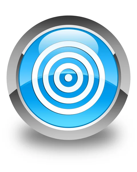 Icono blanco brillante botón redondo azul cian —  Fotos de Stock