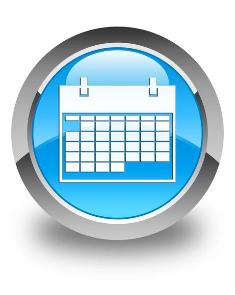 Εικονίδιο ημερολογίου γυαλιστερό μπλε κυανό στρογγυλό κουμπί — Φωτογραφία Αρχείου