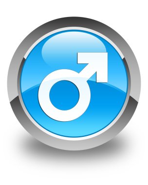 Erkek işareti simgesi parlak mavi mavi yuvarlak düğmesi