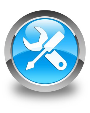 Ayarları simgesi parlak mavi mavi yuvarlak düğmesi