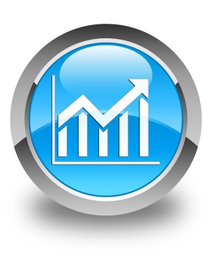 İstatistik simgesi parlak mavi mavi yuvarlak düğmesi