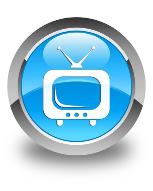 TV simgesi parlak mavi mavi yuvarlak düğmesi