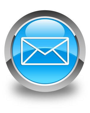 E-posta kutsal kişilerin resmi parlak mavi mavi yuvarlak düğme