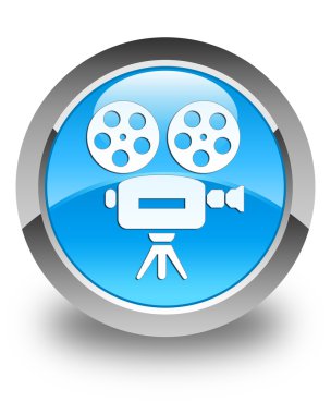 Video kamera simgesi parlak mavi mavi yuvarlak düğmesi