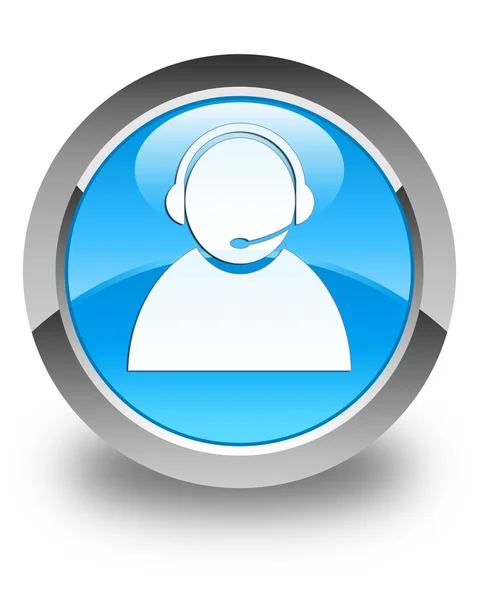 Customer care icon glossy cyan blue round button — Stock Photo, Image