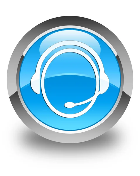 Serviço de atendimento ao cliente ícone ciano brilhante botão redondo azul — Fotografia de Stock