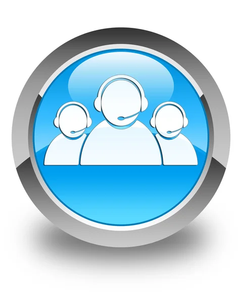 Müşteri bakım ekibi simgesi parlak mavi mavi yuvarlak düğmesi — Stok fotoğraf