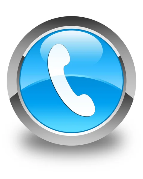 Telefon-ikonen glansigt cyan blå runda knappen — Stockfoto