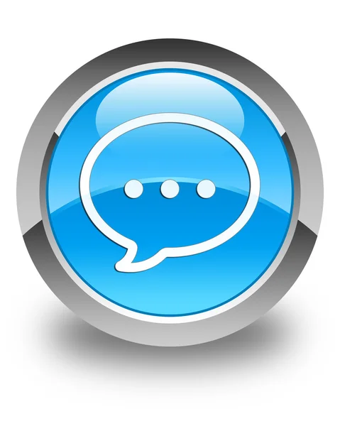 Talk bubble icon glossy cyan blue round button