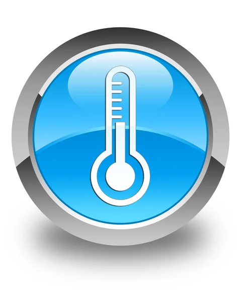 Ícone do termômetro ciano brilhante botão redondo azul — Fotografia de Stock