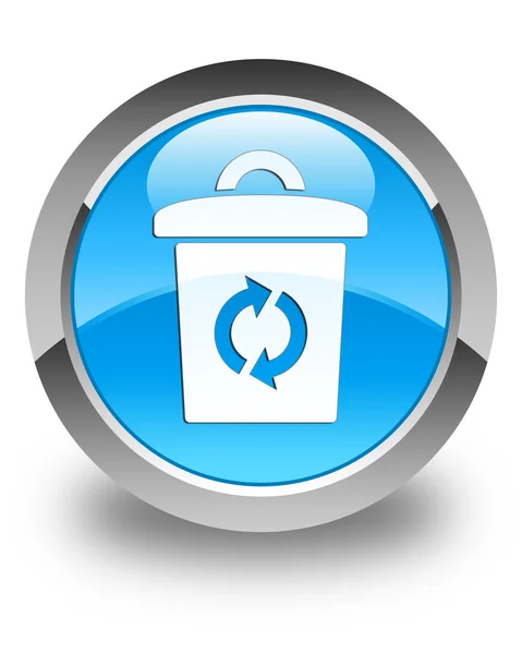 Trash icon glossy cyan blue round button