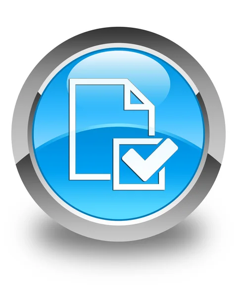 Checklista-ikonen glansigt cyan blå runda knappen — Stockfoto