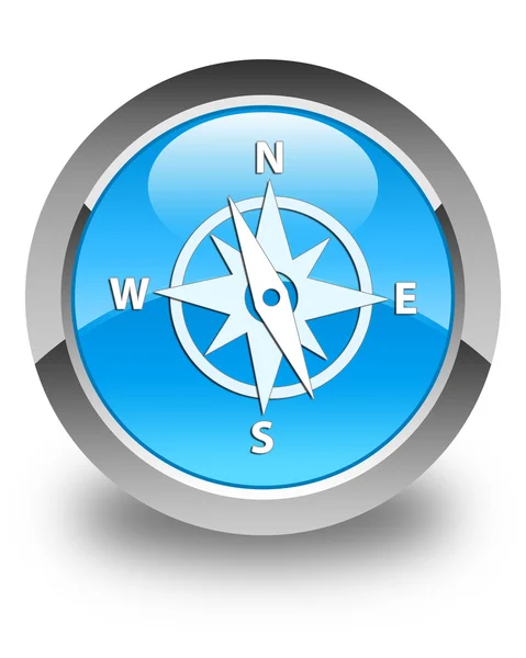 Compass icon glossy cyan blue round button — Stock Photo, Image