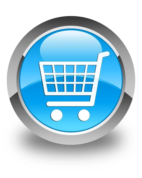 Icono de comercio electrónico brillante botón redondo azul cian — Foto de Stock