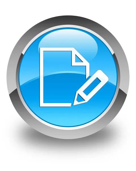 Edit document icon glossy cyan blue round button