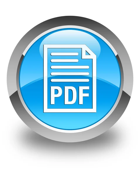 PDF dokument ikon glansigt cyan blå runda knappen — Stockfoto