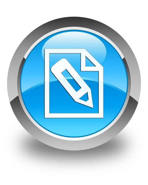 Tužkou v stránky ikonu lesklý azurová modrá kulaté tlačítko — Stock fotografie