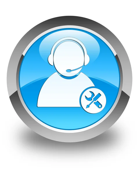 Tech support icon glossy cyan blue round button — Stock Photo, Image