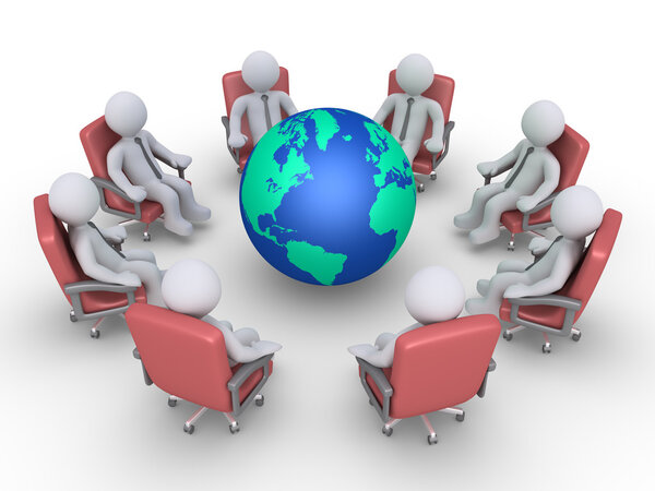 Бизнесмены на встрече по всей земле
