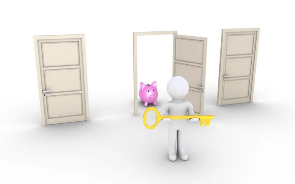 Persona con llave está ofreciendo acceso a la puerta con ganancias — Foto de Stock