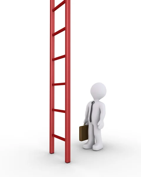 Businessman and a vertical ladder — Stock Photo, Image