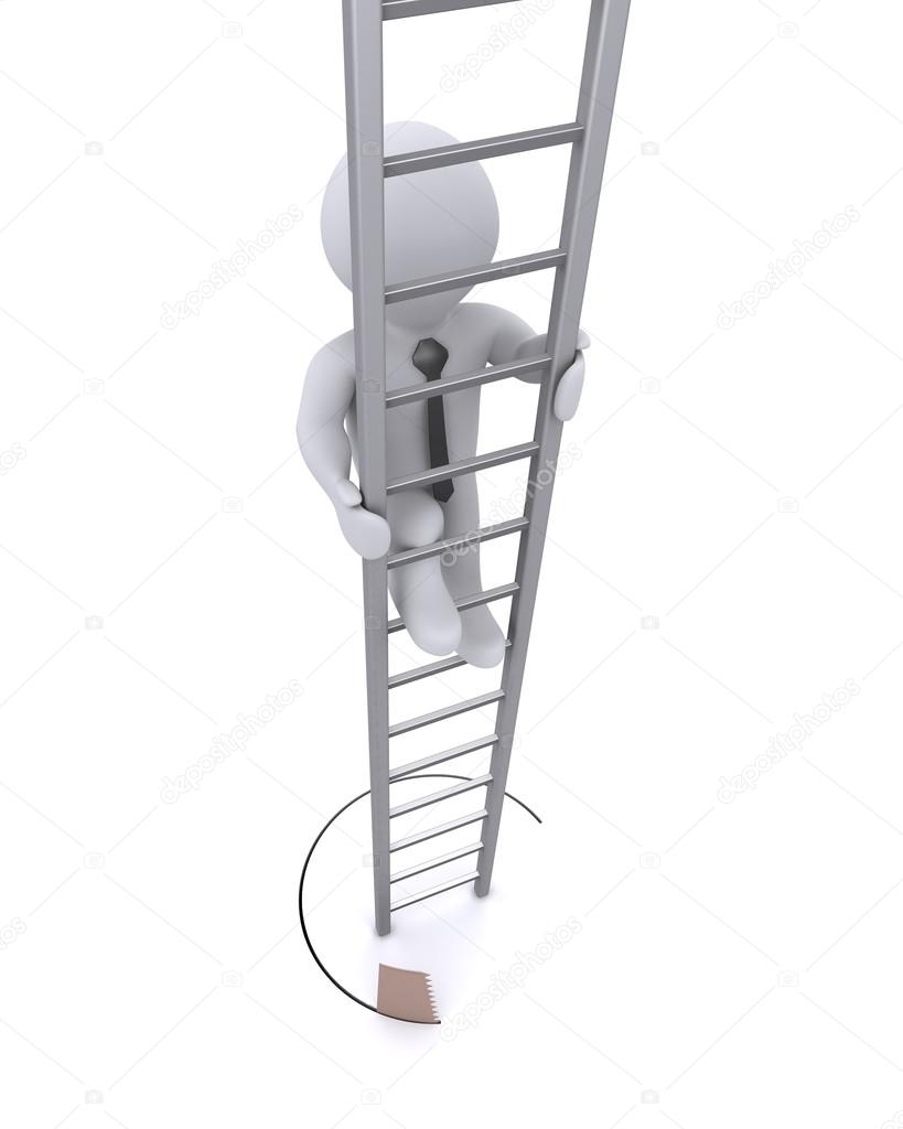Businessman on ladder is being sabotaged