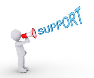 Megafon ile destek veren kişi