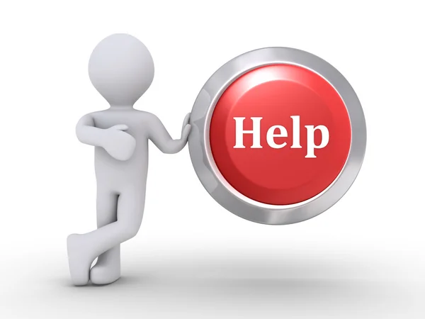 Person with Help button — Stock Photo, Image