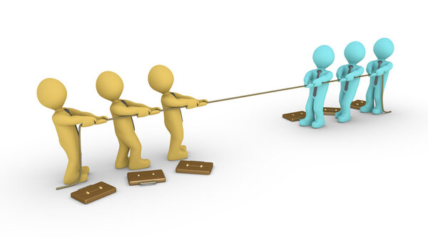 Перетягивание каната между двумя командами
