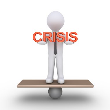 Businessman is balancing holding crisis
