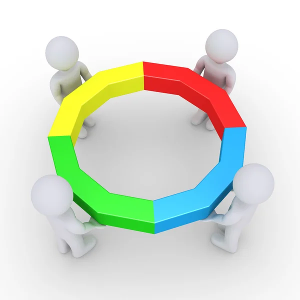 Four people holding completed circle — Stockfoto