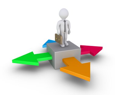 Businessman and four options