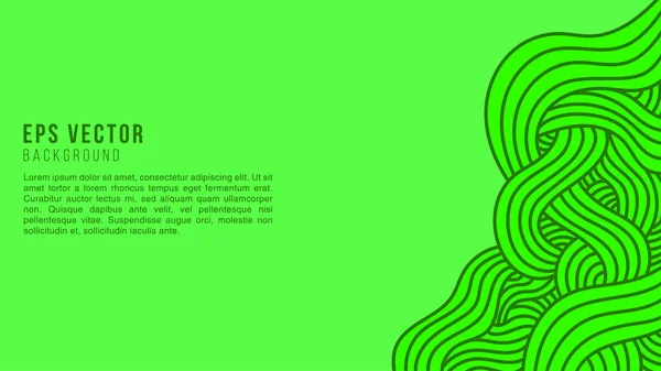 Lignes Ondulées Vertes Fond Abstrait Avec Style Contour Dessiné Main — Image vectorielle