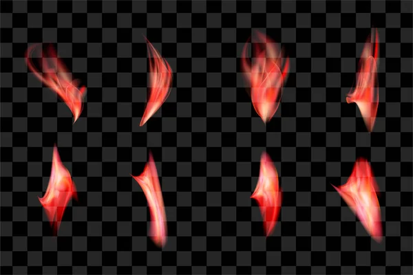 Red Fire Effect Set Verzamelen Element Serie Vlam Branden Eps — Stockvector