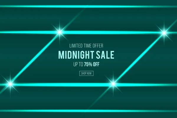 Midnight Sale Dark Green Design Business Shini Glow Sparkles Effect — Stock Vector