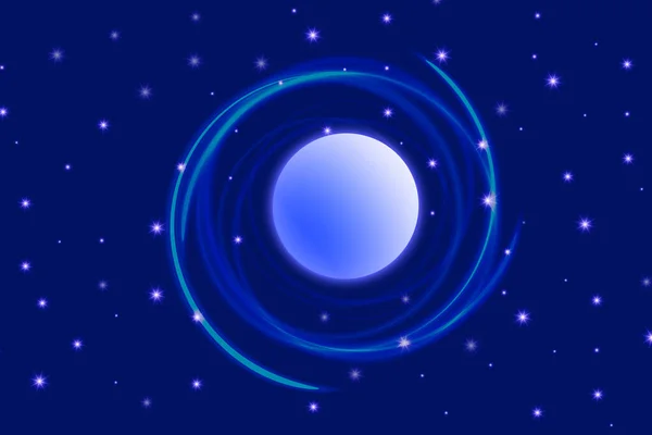Planeta Espacial Azul Oscuro Vector Ilustración Fondo Con Estrellas Efecto — Vector de stock