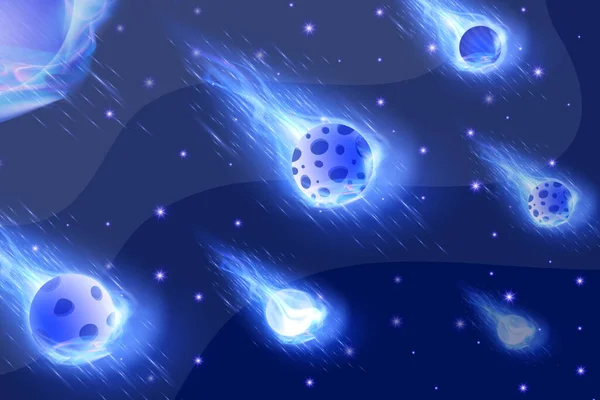 Dunkelblauer Raum Planet Hintergrund Illustration Vektor Mit Sternen Und Gradienten — Stockvektor