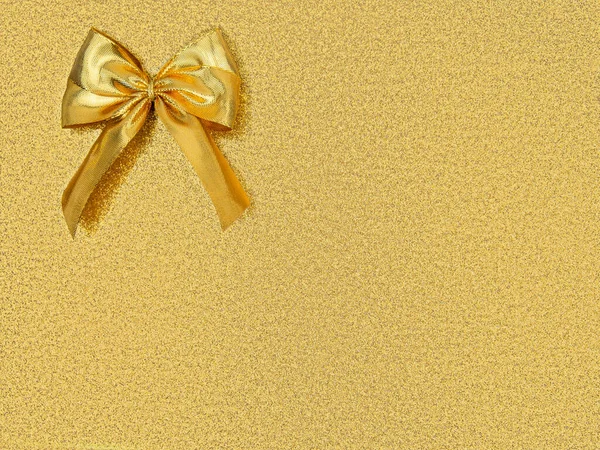 Close Gold Foil Bow Upper Corner Rectangle Shimmering Golden Sequined — стоковое фото