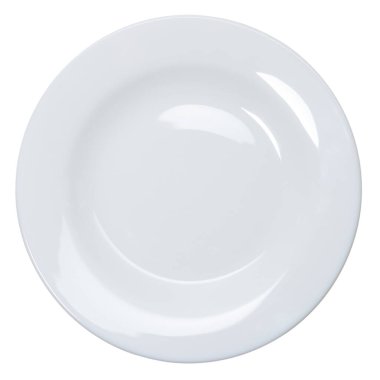 Beyaz arkaplanda boş bir plaka izole edildi.