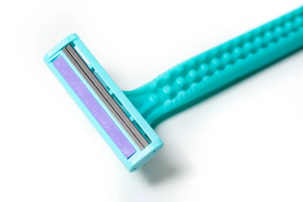 Cyan Disposable Razors Isolated White Background — Stock Photo, Image