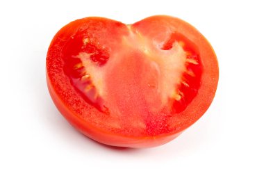 Domates. Beyaza izole edilmiş taze sebze dilimi.