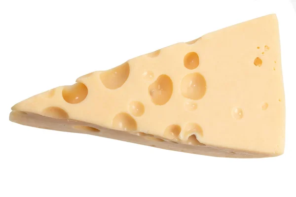 Bucata Brânză Izolată Fundal Alb — Fotografie, imagine de stoc