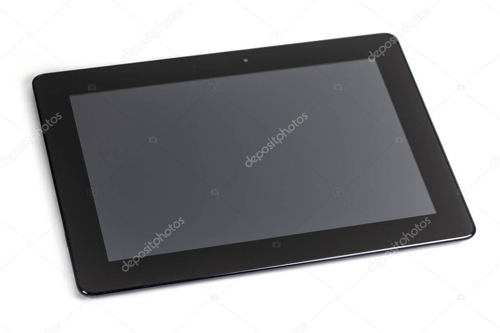 Modern black tablet pc isolated on white
