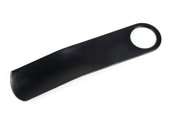 Plastica Nera Shoehorn Isolato Uno Sfondo Bianco — Foto Stock