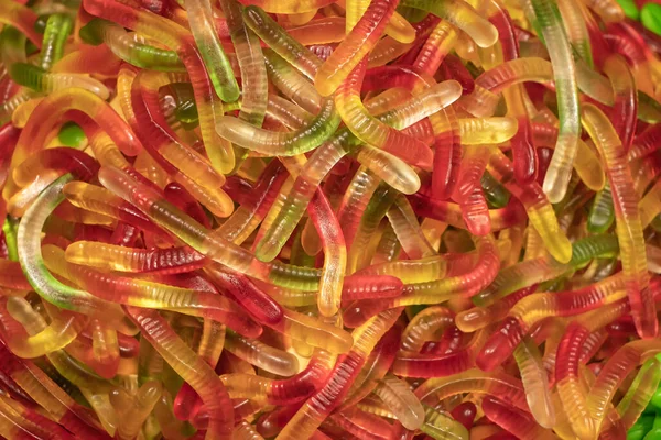 Colorful Jelly Candies Form Worms Candy Background — Stock Photo, Image