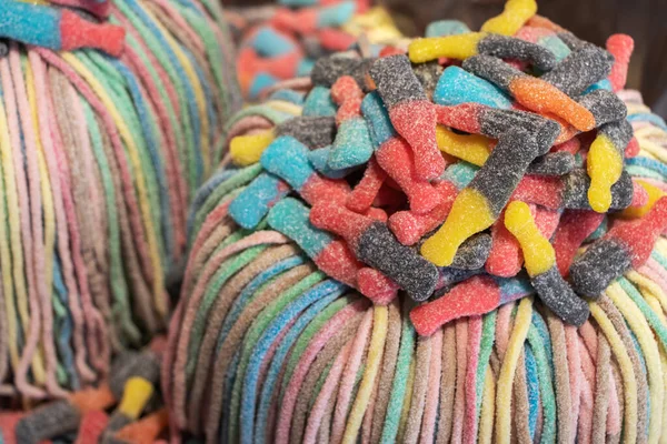 Snoepjes Met Jam Suiker Kleurrijke Reeks Van Verschillende Kinderen Snoep — Stockfoto