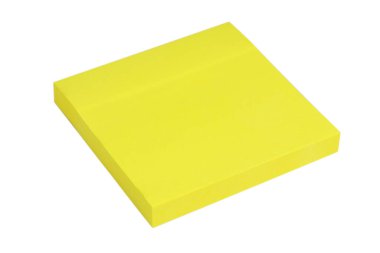 Beyaz arkaplanda sarı yapışkan not.